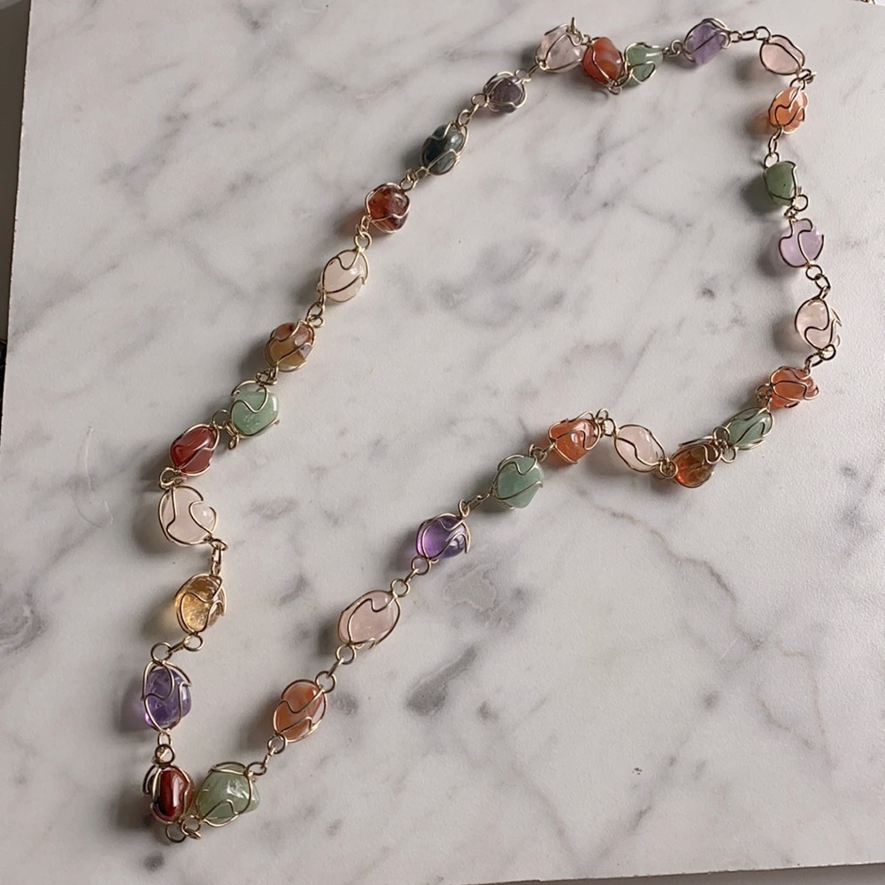 Wired multi-colored stone necklace